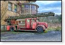 HDR urbex brandweerauto brandweerwagen fire truck camion de pompiers graffiti Sanatorium Dolhain basil decay verlaten kunst art
